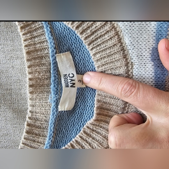 Maden NYC Scenic Mountain Sweater - Blue and Tan - Picture 2 of 4